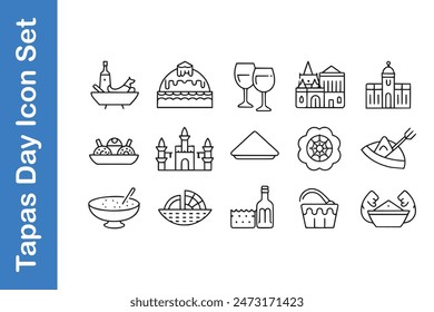 Tapas Day Icon Set with vector collections. 