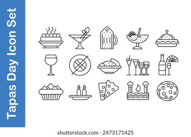 Tapas Day Icon Set with vector collections. 