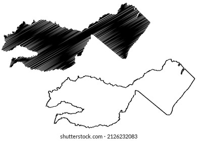 Tapaua municipality (Amazonas state, Municipalities of Brazil, Federative Republic of Brazil) map vector illustration, scribble sketch Tapaua map