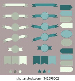 Tape, banners, badges set