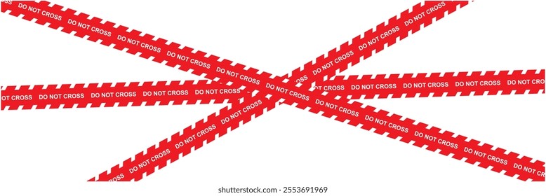 Tape with black stripes and text "do not cross" isolated on white background. vector template of warning, caution ribbon for construction works, hazard area or crime scene. Vector illustration 