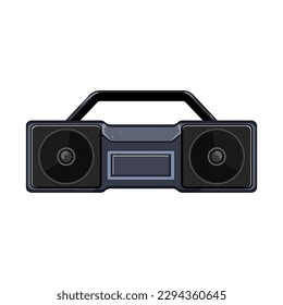 caricatura de audio de caja fuerte. grabadora de sonido, señal de audio de caja de seguridad de cinta retro de música. ilustración vectorial de símbolo aislado