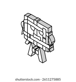 tape cardboard box character isometric icon vector. tape cardboard box character sign. isolated symbol illustration