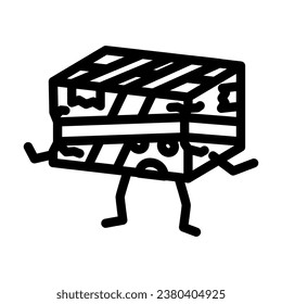 tape cardboard box character line icon vector. tape cardboard box character sign. isolated contour symbol black illustration