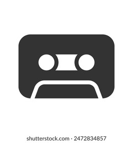 Tape cassette glyph vector icon isolated on white background. Tape cassette glyph vector icon for web, mobile and ui design