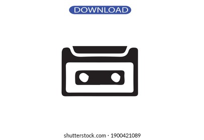 tape cassette icon or logo isolated sign symbol vector illustration - high quality black style vector icons.