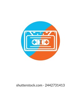 tape cassette icon logo vector design template