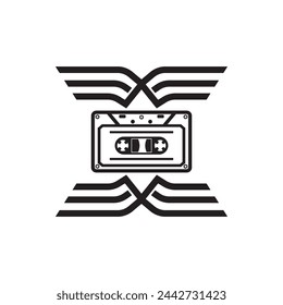 tape cassette icon logo vector design template