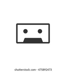 Tape cassette icon in single color. Technology vintage old records music audio