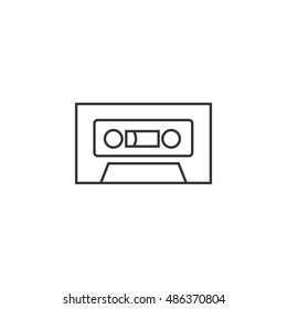 Tape cassette icon in thin outline style. Technology vintage old records music audio