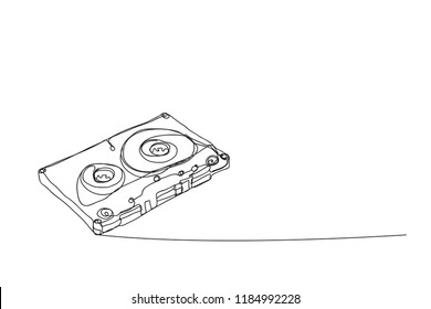 Tape Cassette ,line Drawing Style, Vector Design