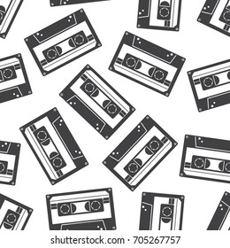 Tape cassette pattern , seamless background can use for design , vector.

