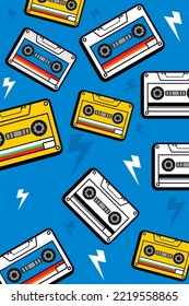 tape cassette retro pattern illustration