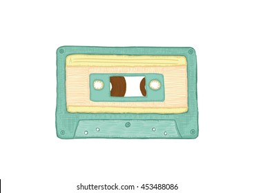 Tape cassette vintage hand drawn pastel color