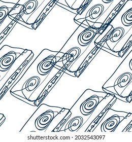 tape cassettes vector seamless pattern outline decorative