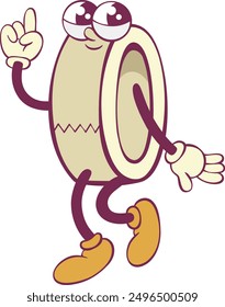 Tape character retro groovy mascot