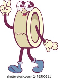 Tape character retro groovy mascot