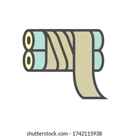 Cinta y tubería de cobre en la instalación del acondicionador de aire trabajo diseño de iconos vectoriales, trazo editable.