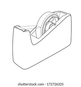 Tape dispenser with adhesive tape out line vector