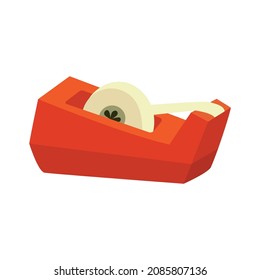 Tape and Tape Dispenser flat vector illustration isolate on a white background