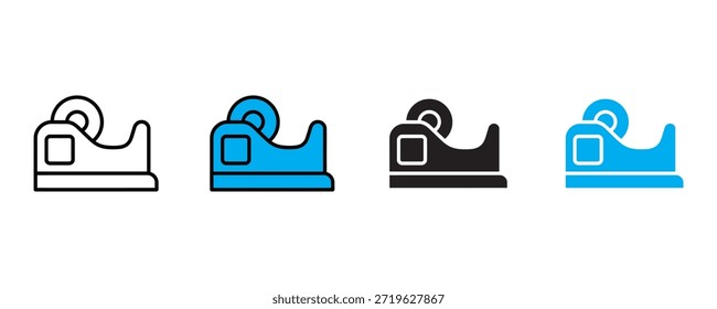 Vector del conjunto del icono del dispensador de la cinta en el fondo blanco. Ilustración vectorial.