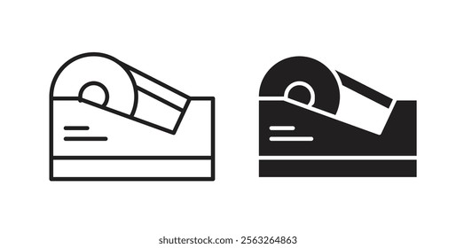 Tape dispenser icons in flat and line style set.