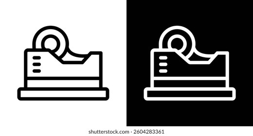 Tape dispenser icons vectors set in stroke line style.