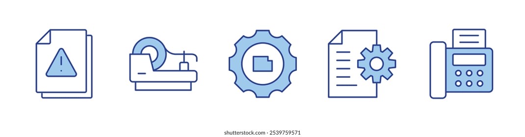 tape, fax, gear, file, document. icon vector illustration. Line Duotone style. Editable stroke.