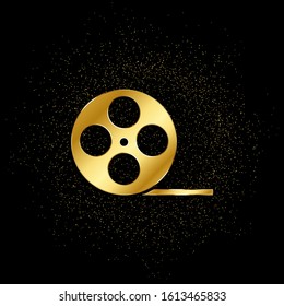 tape film gold icon. Vector illustration of golden particle background.