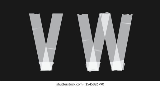  tape font design. Concept texture typeface vector set. Typography stamp letter.