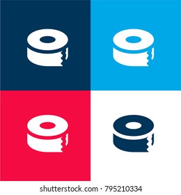 Tape four color material and minimal icon logo set in red and blue