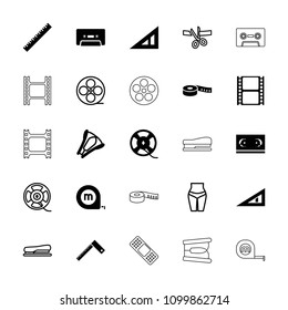 Tape icon. collection of 25 tape filled and outline icons such as ruler, triangle ruler, cassette, stapler, waist fitness. editable tape icons for web and mobile.