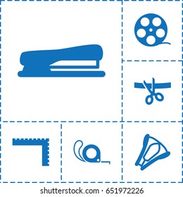 Tape icon. set of 6 tape filled icons such as ruler, stapler