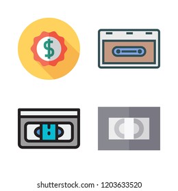 tape icon set. vector set about vhs, label, cassette and videotape icons set.