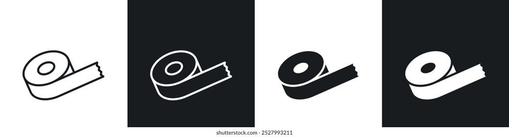 Conjunto de íconos de Vector de cinta con estilo relleno y delineado en negro.