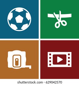 Tape icons set. set of 4 tape filled icons such as 