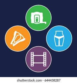 Tape icons set. set of 4 tape filled icons such as stapler