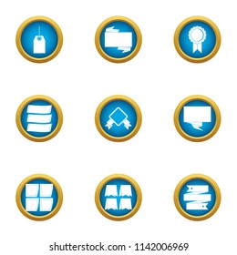 Tape icons set. Flat set of 9 tape vector icons for web isolated on white background