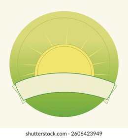 tape for inscriptions, sun with rays, backgrounds of ribbons for inscriptionssun with rays; round medal, green banner with sun
