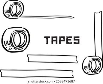 Tape line art illustration set
