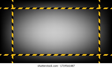 tape line yellow black stripe pattern on black gradient background, warning space with ribbon tape sign or comfort safety zone, safety banner, ribbon yellow black stripe, tape line caution, copy space