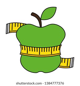 tape measure with apple fruit