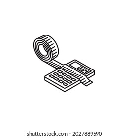 Tape measure and calculator vector line icon for Metric Conversion Day on December 23