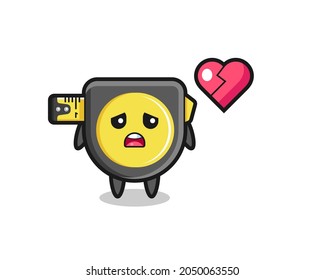 tape measure cartoon illustration is broken heart , cute design