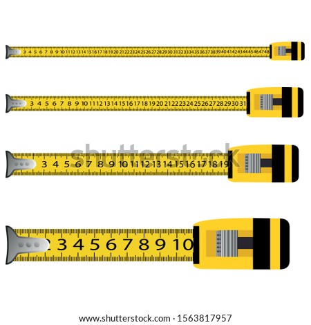 Tape measure in centimeters. Vector. Yellow measure tape on white background. Vector illustration