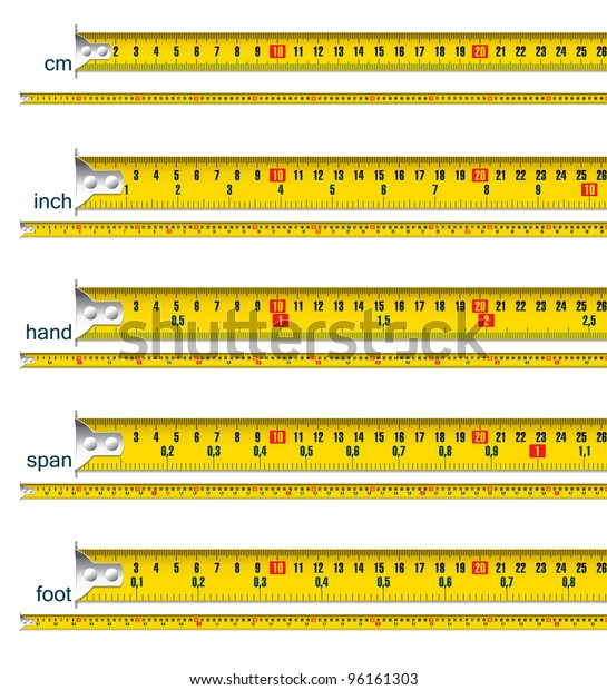 Kolonisten Doodt veerboot Tape Measure Cm Cm Inch Cm: stockvector (rechtenvrij) 96161303