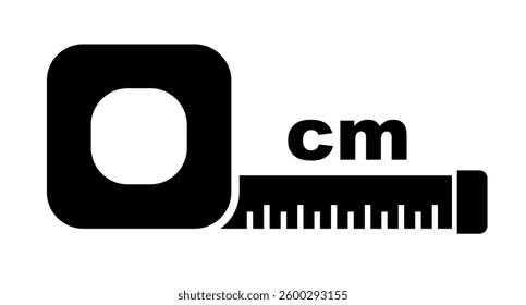 Tape measure and cm silhouette. Vector.