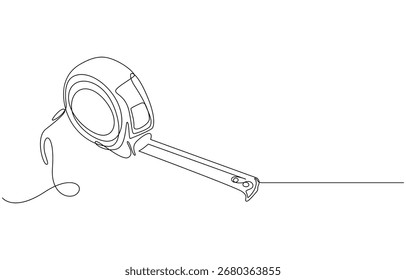 Cinta métrica en dibujo de línea continua, Line Art Tape Measure,
