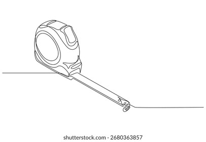 Cinta métrica en dibujo de línea continua, Line Art Tape Measure,