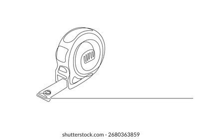 Cinta métrica en dibujo de línea continua, Line Art Tape Measure,